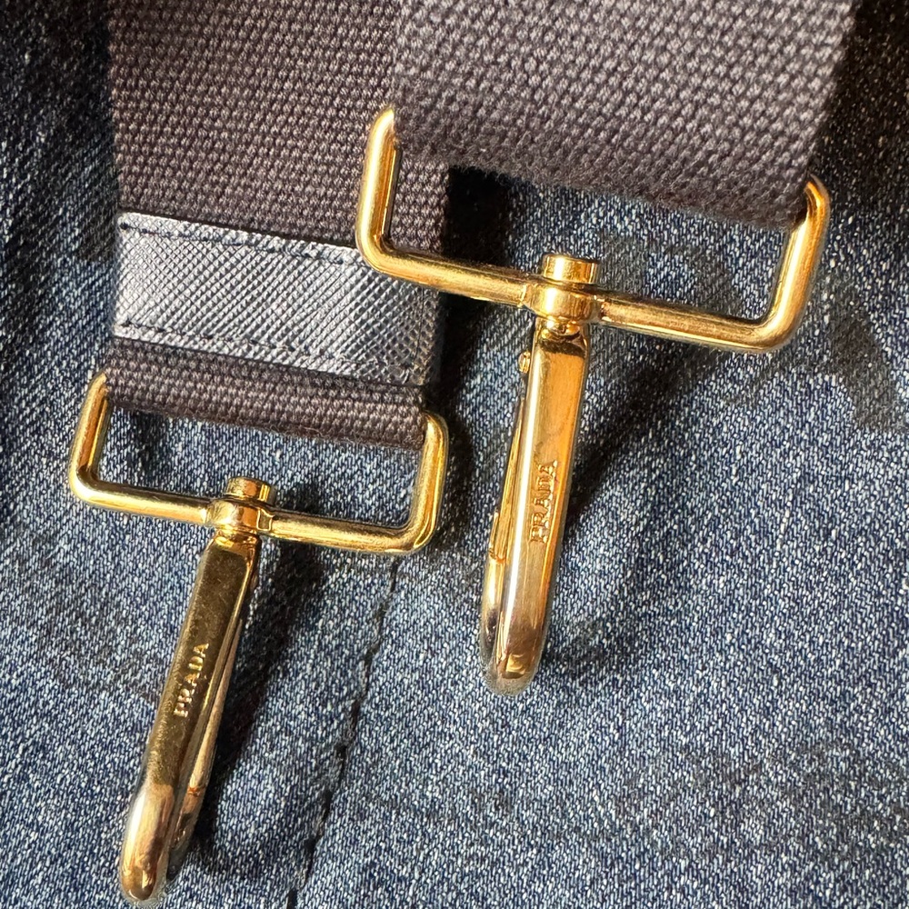 PRADA Medium Canapa Blue Denim Tote Bag - Picture 12 of 12